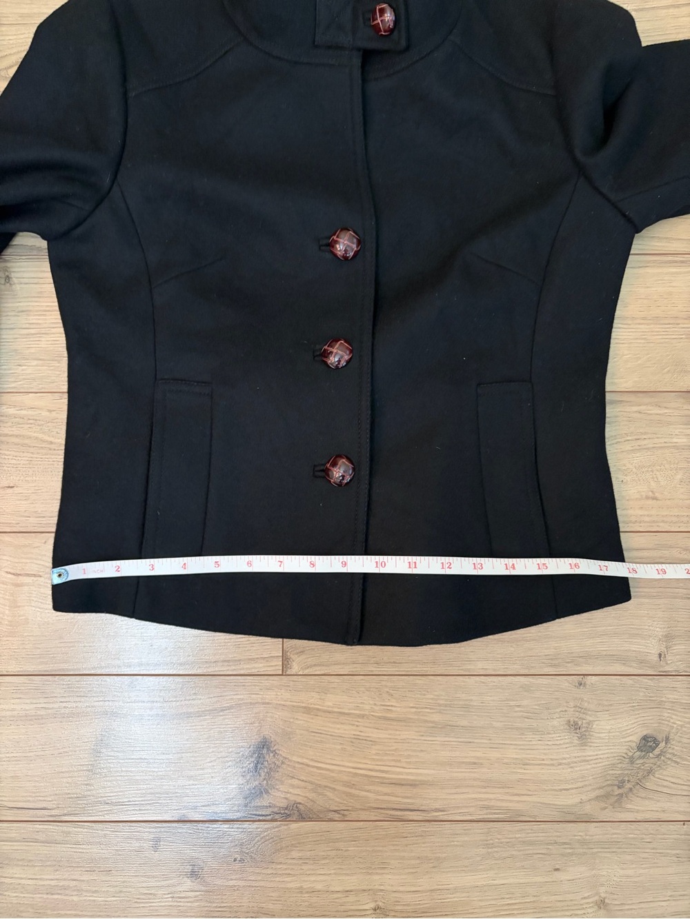 Banana Republic Black Stand-Neck Wool Blend Peacoat size M - Picture 7 of 13